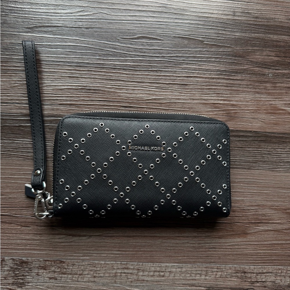 Michael Kors Studded Black Wristlet - Picture 2 of 4